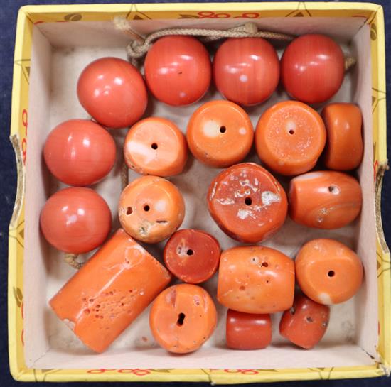 Assorted Chinese coral beads